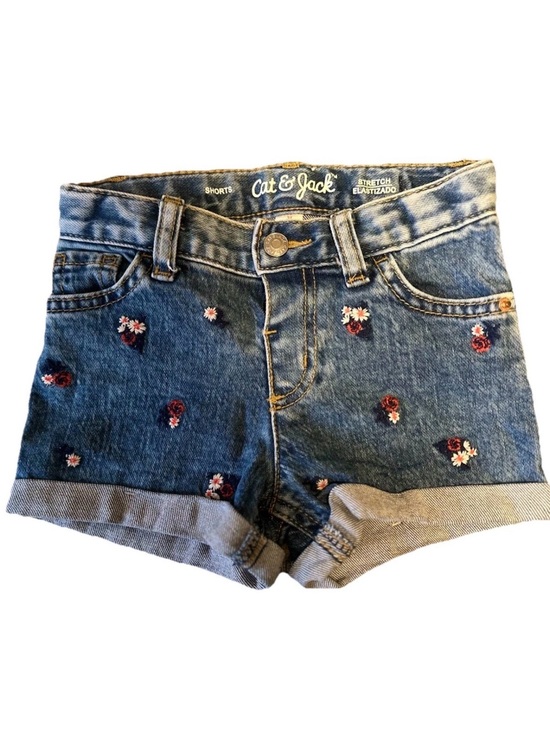 Cat & Jack Other - Cat & Jack Blue Denim Shorts with Floral Embroidery